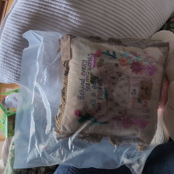 Natural Life Colorful Dog Embroidered Pillow - Picture 4 of 6